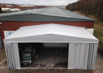 Holdsworth Foods temporary industrial buildings on site